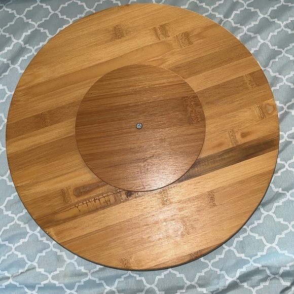Nambe Duets Acacia Wood & Porcelain Lazy Susan - Picture 4 of 4